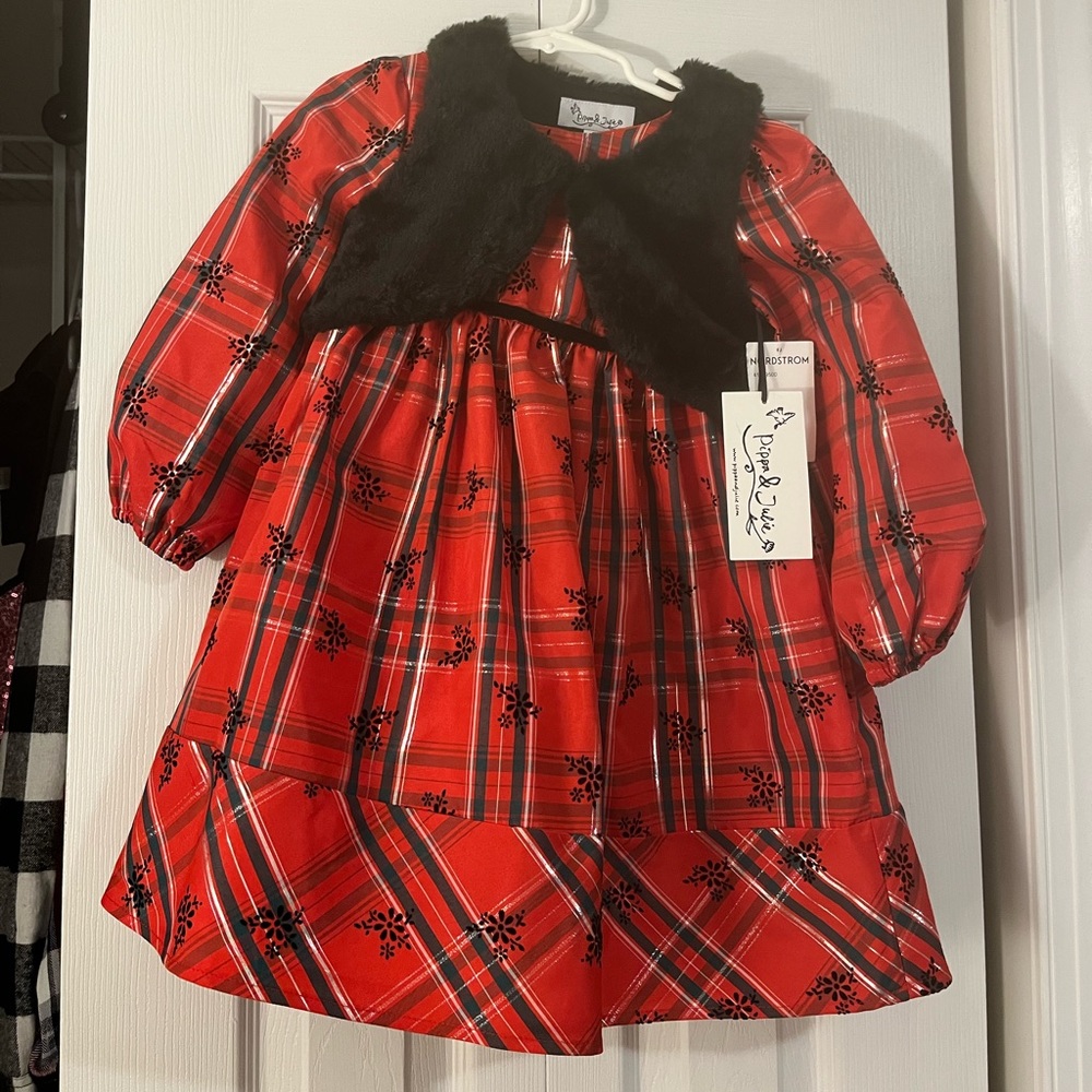 Red and black little girls dress
